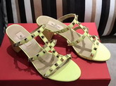 Valentino Garavani Rockstud Calfskin Sandal in Yellow with Platinum Finish Studs Heel Height 60mm For Sale