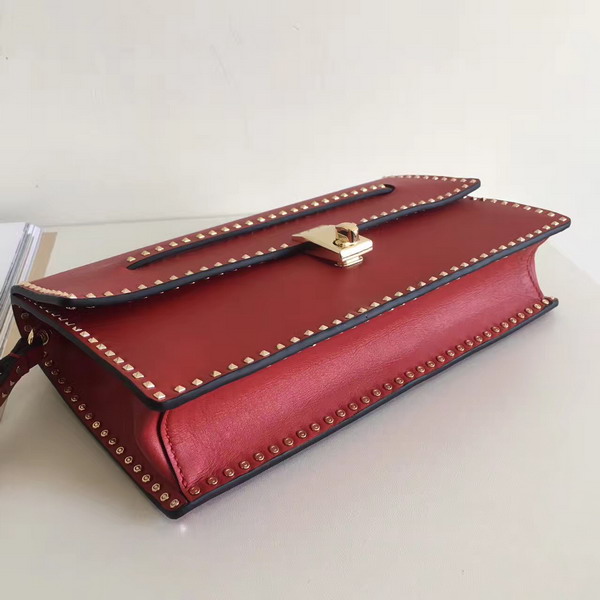 Valentino Garavani Rockstud Clutch in Red Nappa Leather For Sale