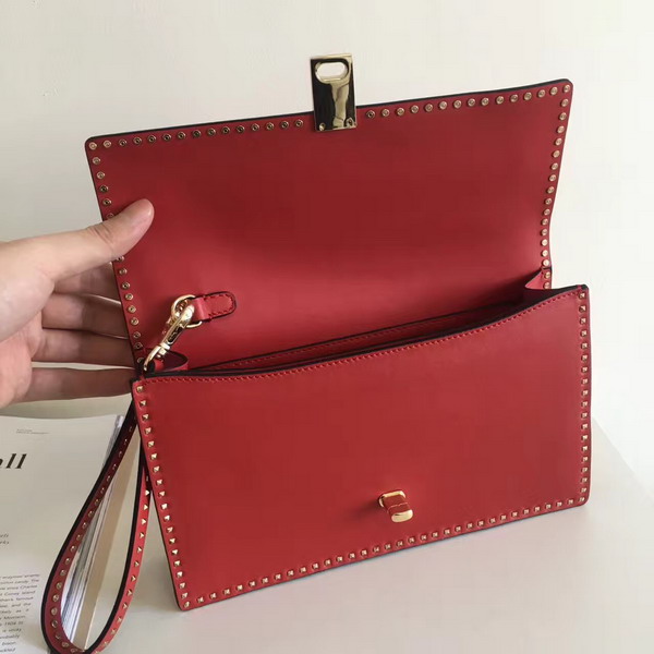 Valentino Garavani Rockstud Clutch in Red Nappa Leather For Sale