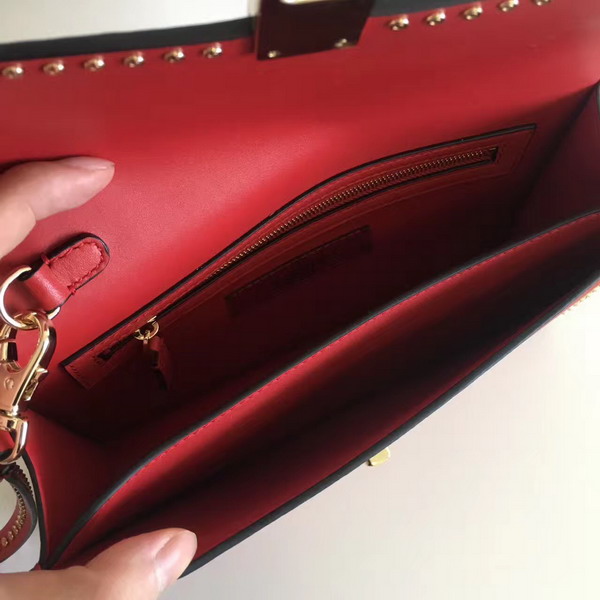 Valentino Garavani Rockstud Clutch in Red Nappa Leather For Sale