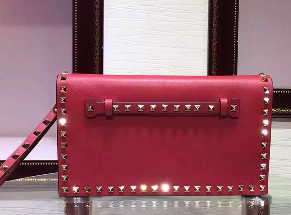 Valentino Garavani Rockstud Clutch in Red Nappa Leather For Sale