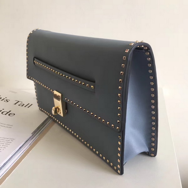 Valentino Garavani Rockstud Clutch in Sky Blue Nappa Leather For Sale