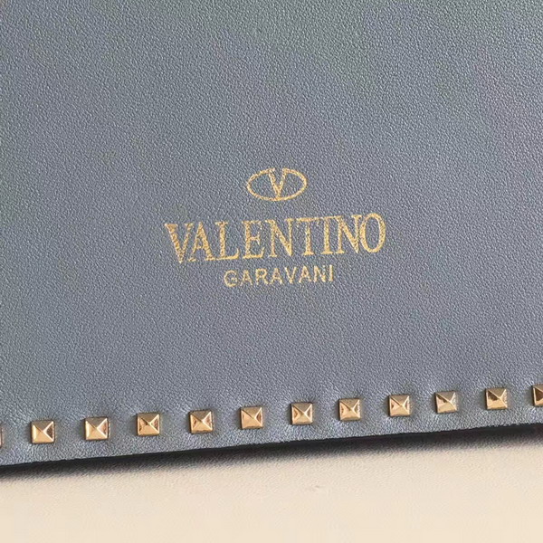 Valentino Garavani Rockstud Clutch in Sky Blue Nappa Leather For Sale