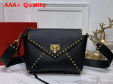 Valentino Garavani Rockstud Hype Grainy Calfskin Shoulder Bag in Black Replica