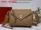 Valentino Garavani Rockstud Hype Grainy Calfskin Shoulder Bag in Brown Replica