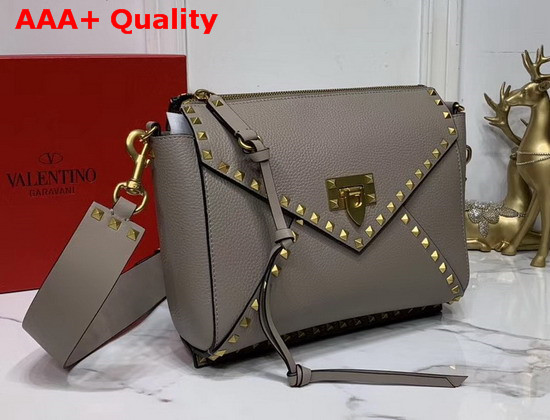 Valentino Garavani Rockstud Hype Grainy Calfskin Shoulder Bag in Grey Replica