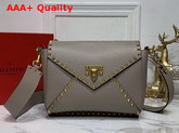 Valentino Garavani Rockstud Hype Grainy Calfskin Shoulder Bag in Grey Replica