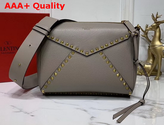 Valentino Garavani Rockstud Hype Grainy Calfskin Shoulder Bag in Grey Replica