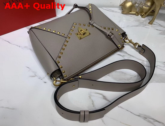 Valentino Garavani Rockstud Hype Grainy Calfskin Shoulder Bag in Grey Replica