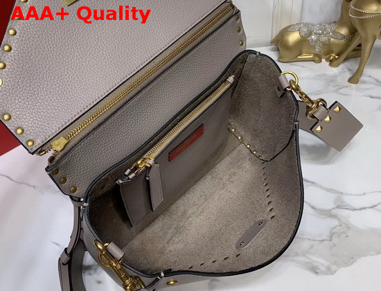 Valentino Garavani Rockstud Hype Grainy Calfskin Shoulder Bag in Grey Replica