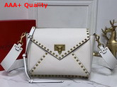 Valentino Garavani Rockstud Hype Grainy Calfskin Shoulder Bag in White Replica