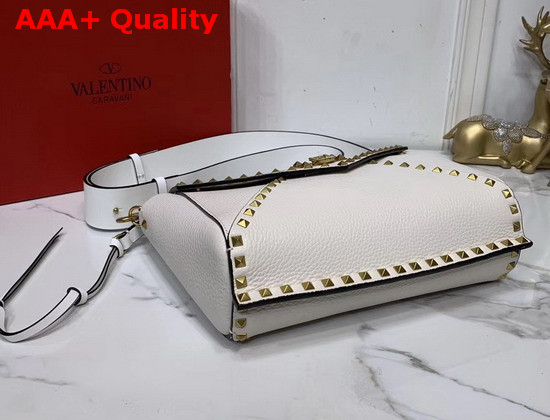 Valentino Garavani Rockstud Hype Grainy Calfskin Shoulder Bag in White Replica