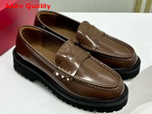 Valentino Garavani Rockstud Loafer in Brown Calfskin Replica