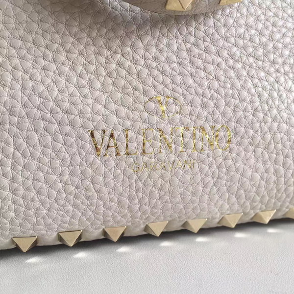 Valentino Garavani Rockstud Medium Tote in Ivory Stampa Alce Textured Calfskin Platinum Finish Metal Studs and Hardware For Sale