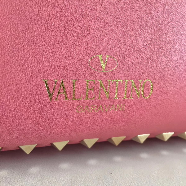 Valentino Garavani Rockstud Medium Trapeze Tote Hot Pink Smooth Calfskin Gold Hardwares Replica