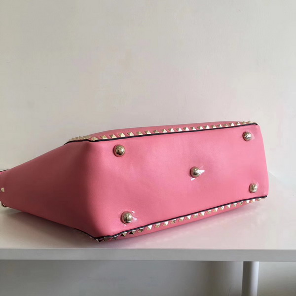 Valentino Garavani Rockstud Medium Trapeze Tote Hot Pink Smooth Calfskin Gold Hardwares Replica