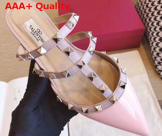 Valentino Garavani Rockstud Mule in Pink Patent Leather Replica