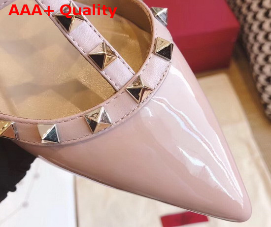 Valentino Garavani Rockstud Mule in Poudre Patent Leather Replica