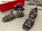 Valentino Garavani Rockstud Net Kidskin Sandal in Black Replica