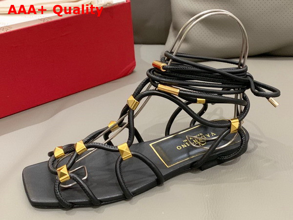 Valentino Garavani Rockstud Net Kidskin Sandal in Black Replica