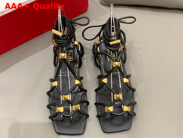 Valentino Garavani Rockstud Net Kidskin Sandal in Black Replica