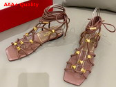 Valentino Garavani Rockstud Net Kidskin Sandal in Tan Brown Replica