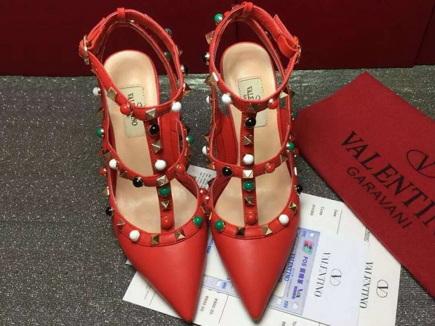 Valentino Garavani Rockstud Rolling Ankle Strap in Calfskin with Multicoloured Stones 100mm Heel for Sale