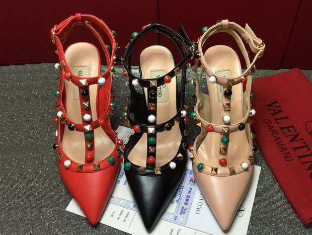 Valentino Garavani Rockstud Rolling Ankle Strap in Calfskin with Multicoloured Stones 100mm Heel for Sale