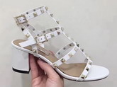 Valentino Garavani Rockstud Sandal in White Calfskin Leather For Sale