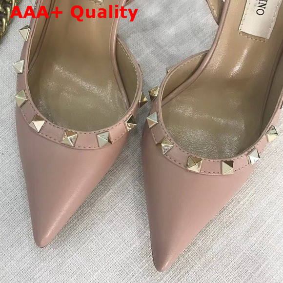 Valentino Garavani Rockstud Slingback Pump in Nude Calfskin Leather Replica