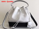 Valentino Garavani Rockstud Small Bucket Bag in White and Black Stampa Alce Calfskin Replica