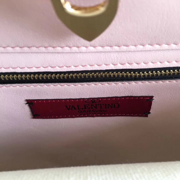 Valentino Garavani Rockstud Small Trapeze Tote in Pink Smooth Calfskin with Gold Hardwares Replica