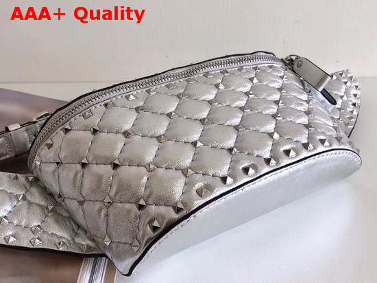 Valentino Garavani Rockstud Spike Belt Bag in Silver Quilted Nappa Lambskin Replica