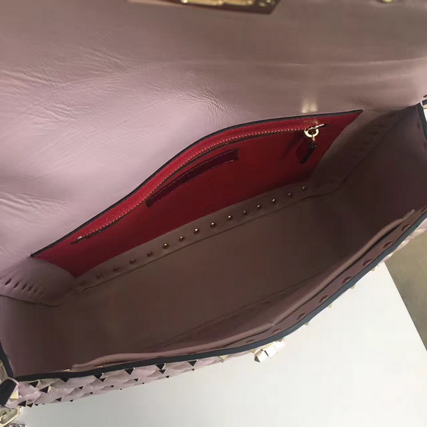 Valentino Garavani Rockstud Spike Chain Bag in Light Pink Soft Crackle Nappa Lambskin Leather with Micro Stud Detailing For Sale