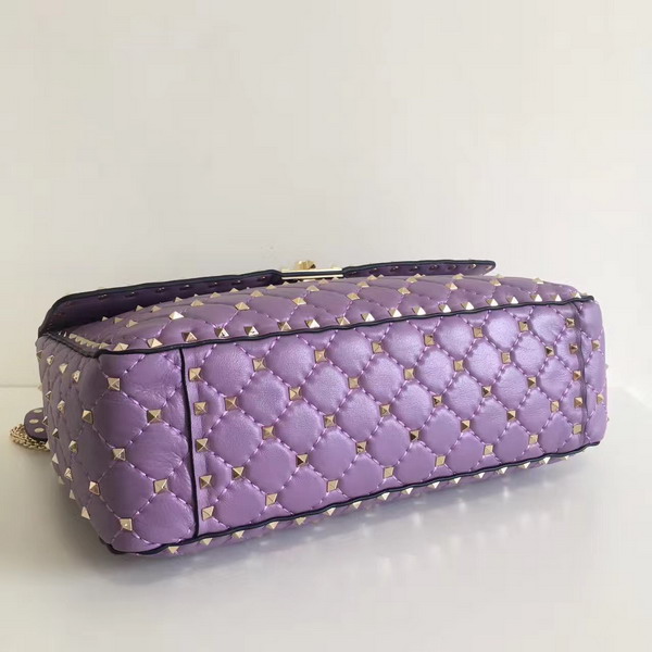 Valentino Garavani Rockstud Spike Chain Bag in Light Purple Soft Crackle Nappa Lambskin Leather with Micro Stud Detailing For Sale