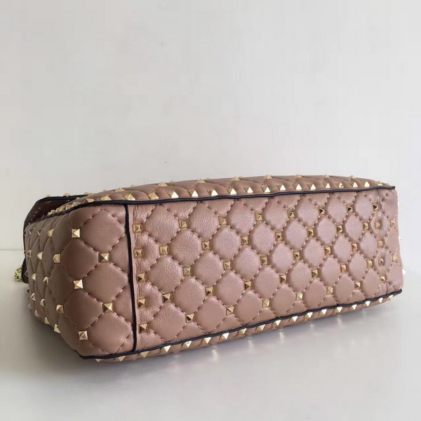 Valentino Garavani Rockstud Spike Chain Bag in Poudre Soft Crackle Nappa Lambskin Leather with Micro Stud Detailing For Sale