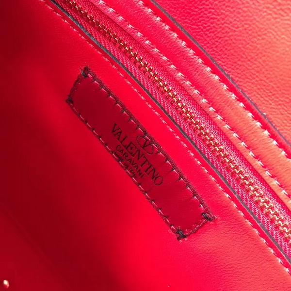 Valentino Garavani Rockstud Spike Chain Bag in Red Soft Crackle Nappa Lambskin Leather with Micro Stud Detailing For Sale