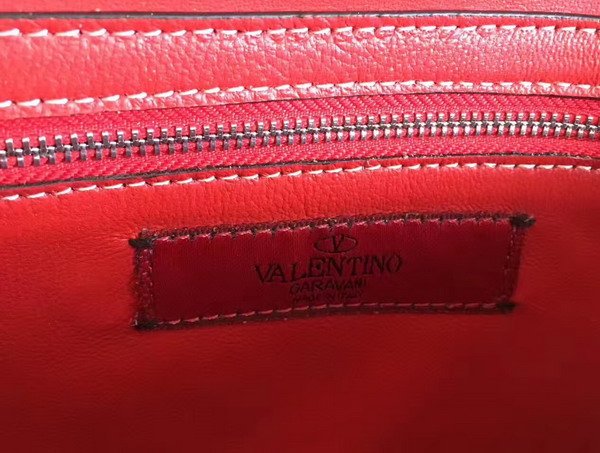 Valentino Garavani Rockstud Spike Chain Bag in Red Soft Lambskin with White Hardwares For Sale