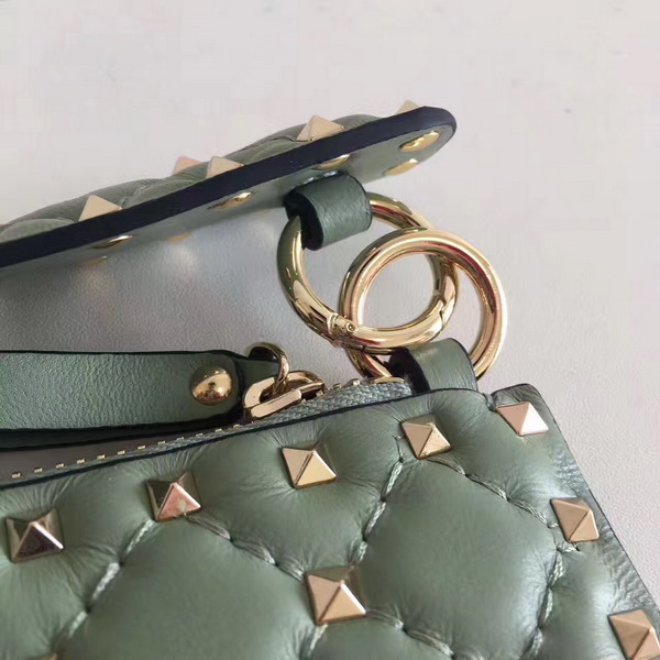 Valentino Garavani Rockstud Spike Clutch in Light Green Lambskin For Sale