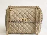 Valentino Garavani Rockstud Spike Medium Chain Bag in Beige Soft Nappa Lambskin Leather For Sale