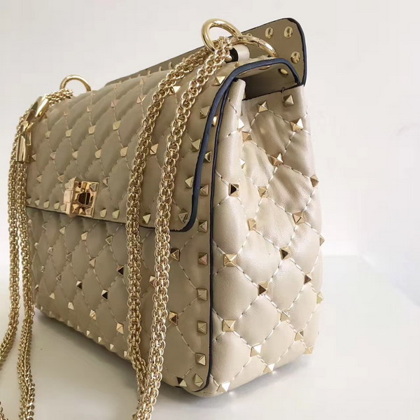 Valentino Garavani Rockstud Spike Medium Chain Bag in Beige Soft Nappa Lambskin Leather For Sale