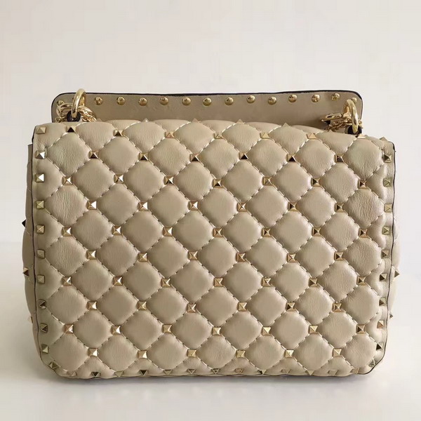 Valentino Garavani Rockstud Spike Medium Chain Bag in Beige Soft Nappa Lambskin Leather For Sale