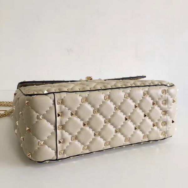 Valentino Garavani Rockstud Spike Medium Chain Bag in Beige Soft Nappa Lambskin Leather For Sale