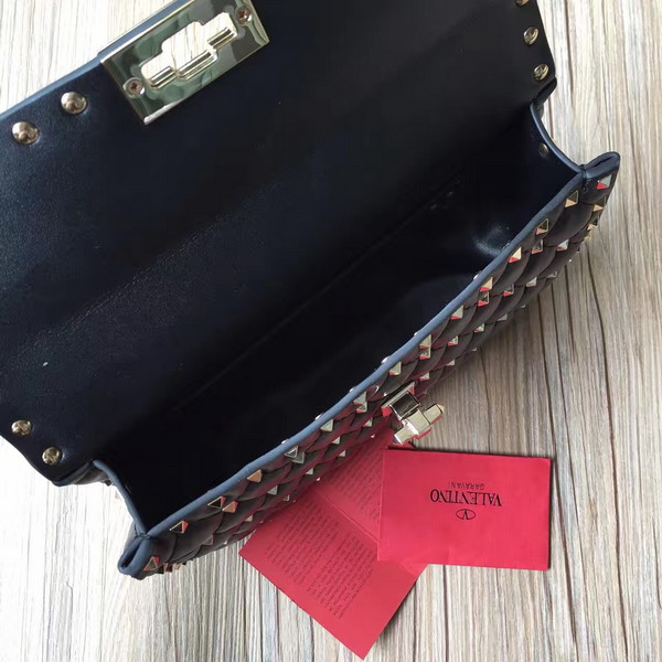 Valentino Garavani Rockstud Spike Medium Chain Bag in Black Soft Nappa Lambskin Leather For Sale