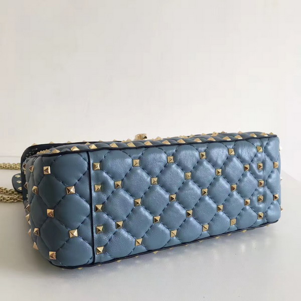 Valentino Garavani Rockstud Spike Medium Chain Bag in Light Blue Soft Nappa Lambskin Leather For Sale