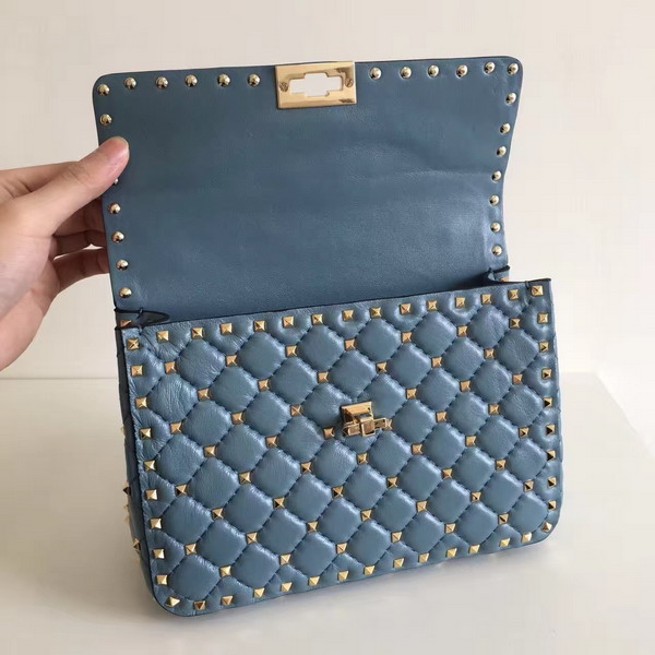 Valentino Garavani Rockstud Spike Medium Chain Bag in Light Blue Soft Nappa Lambskin Leather For Sale