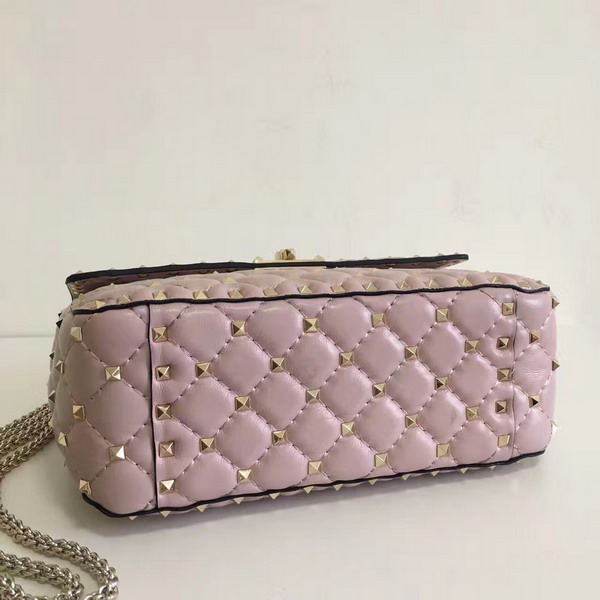 Valentino Garavani Rockstud Spike Medium Chain Bag in Light Pink Soft Nappa Lambskin Leather For Sale