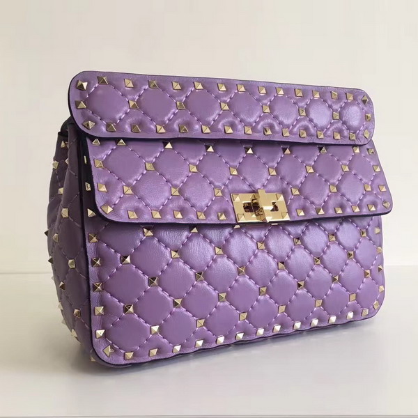 Valentino Garavani Rockstud Spike Medium Chain Bag in Light Purple Soft Nappa Lambskin Leather For Sale