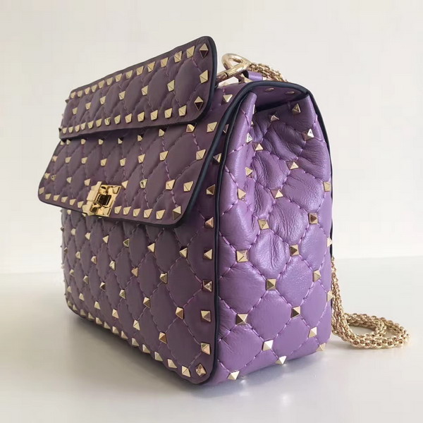 Valentino Garavani Rockstud Spike Medium Chain Bag in Light Purple Soft Nappa Lambskin Leather For Sale