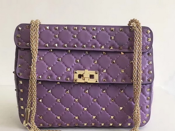 Valentino Garavani Rockstud Spike Medium Chain Bag in Light Purple Soft Nappa Lambskin Leather For Sale